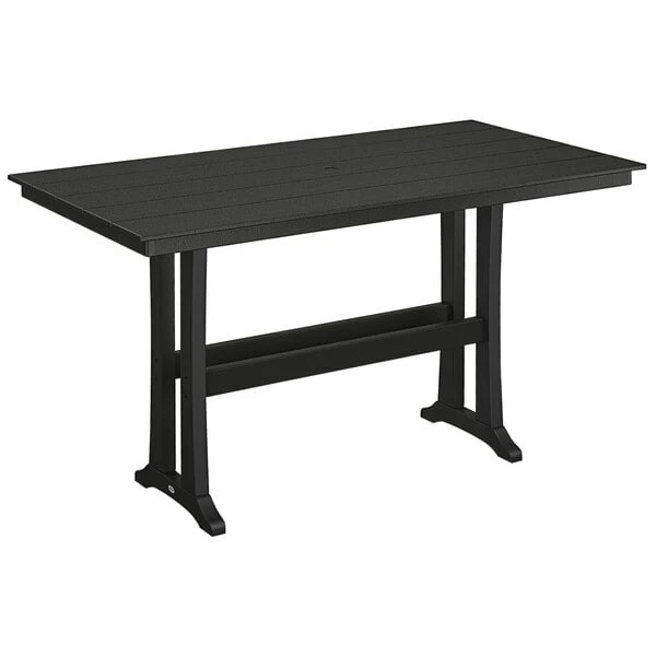 POLYWOOD Farmhouse Trestle 37" X 72" Black Bar Height Table 1 POLYWOOD Farmhouse Trestle 37" X 72" Black Bar Height Table