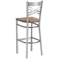 Lancaster Table & Seating Clear Coat Finish Cross Back Bar Stool With Vintage Wood Seat 5 Lancaster Table & Seating Clear Coat Finish Cross Back Bar Stool With Vintage Wood Seat -Zown Shop 2196964