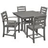 POLYWOOD La Casa Cafe 37" X 37" Slate Grey Farmhouse Trestle 5-Piece Dining Set