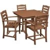 POLYWOOD La Casa Cafe 37" X 37" Teak Farmhouse Trestle 5-Piece Arm Chair Dining Set