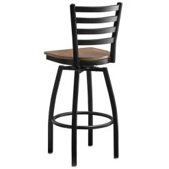 Lancaster Table & Seating Black Finish Ladder Back Swivel Bar Stool With Vintage Wood Seat 5 Lancaster Table & Seating Black Finish Ladder Back Swivel Bar Stool With Vintage Wood Seat -Zown Shop 2197753
