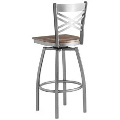 Lancaster Table & Seating Clear Coat Finish Cross Back Swivel Bar Stool With Vintage Wood Seat 6 Lancaster Table & Seating Clear Coat Finish Cross Back Swivel Bar Stool With Vintage Wood Seat -Zown Shop 2197756