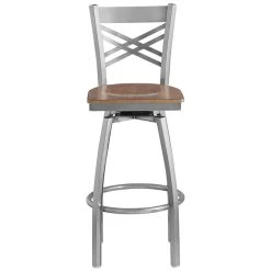 Lancaster Table & Seating Clear Coat Finish Cross Back Swivel Bar Stool With Vintage Wood Seat 7 Lancaster Table & Seating Clear Coat Finish Cross Back Swivel Bar Stool With Vintage Wood Seat -Zown Shop 2197757