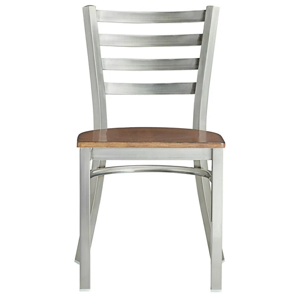 Lancaster Table & Seating Clear Coat Finish Ladder Back Chair With Vintage Wood Seat 3 Lancaster Table & Seating Clear Coat Finish Ladder Back Chair With Vintage Wood Seat - Image 3