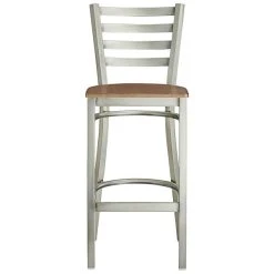 Lancaster Table & Seating Clear Coat Finish Ladder Back Bar Stool With Vintage Wood Seat -Zown Shop 2197793
