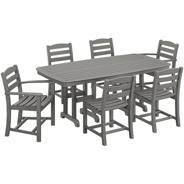 POLYWOOD La Casa Cafe 7-Piece Slate Grey Dining Set With Nautical Table 1 POLYWOOD La Casa Cafe 7-Piece Slate Grey Dining Set With Nautical Table