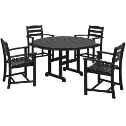 POLYWOOD La Casa Cafe 5-Piece Black Dining Set With 4 Arm Chairs