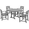 POLYWOOD La Casa Cafe 5-Piece Slate Grey Dining Set With 4 Arm Chairs