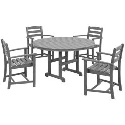 POLYWOOD La Casa Cafe 5-Piece Slate Grey Dining Set With 4 Arm Chairs