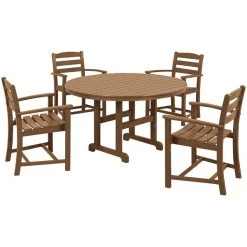 POLYWOOD La Casa Cafe 5-Piece Teak Dining Set With 4 Arm Chairs