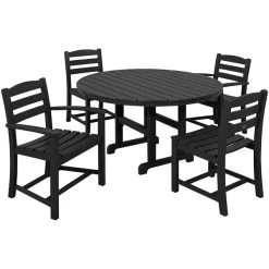 POLYWOOD La Casa Cafe 5-Piece Black Dining Set With 2 Arm Chairs And 2 Side Chairs