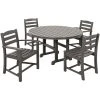 POLYWOOD La Casa Cafe 5-Piece Slate Grey Dining Set With 2 Arm Chairs And 2 Side Chairs
