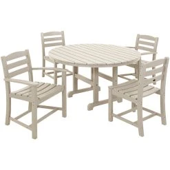 POLYWOOD La Casa Cafe 5-Piece Sand Dining Set With 2 Arm Chairs And 2 Side Chairs