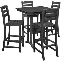 POLYWOOD La Casa Cafe 37" X 37" Black Farmhouse Trestle 5-Piece Bar Set
