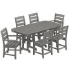 POLYWOOD Lakeside 7-Piece Slate Grey Dining Set With Nautical Table