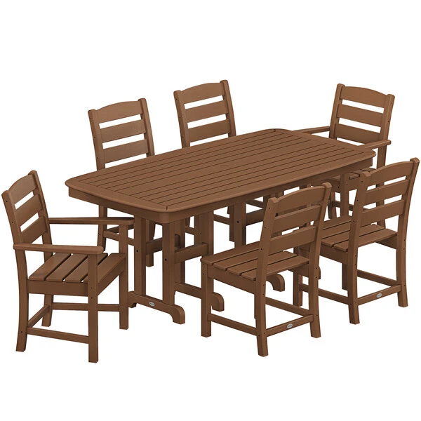 POLYWOOD Lakeside 7-Piece Teak Dining Set With Nautical Table 1 POLYWOOD Lakeside 7-Piece Teak Dining Set With Nautical Table