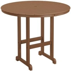 POLYWOOD 48" Teak Round Bar Height Table
