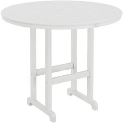 POLYWOOD 48" White Round Bar Height Table