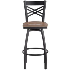 Lancaster Table & Seating Black Finish Cross Back Swivel Bar Stool With Vintage Wood Seat 7 Lancaster Table & Seating Black Finish Cross Back Swivel Bar Stool With Vintage Wood Seat -Zown Shop 2198220