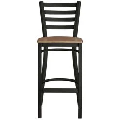 Lancaster Table & Seating Black Finish Ladder Back Bar Stool With Vintage Wood Seat -Zown Shop 2198229