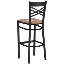 Lancaster Table & Seating Black Finish Cross Back Bar Stool With Vintage Wood Seat -Zown Shop 2198541