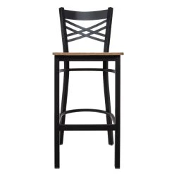 Lancaster Table & Seating Black Finish Cross Back Bar Stool With Vintage Wood Seat -Zown Shop 2198542