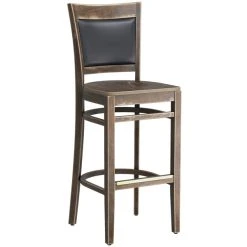 Lancaster Table & Seating Sofia Vintage Finish Upholstered Back Bar Height Chair With Vintage Wood Seat