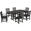 POLYWOOD Chippendale 7-Piece Black Dining Set With Nautical Table
