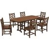 POLYWOOD Chippendale 7-Piece Teak Dining Set With Nautical Table