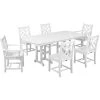 POLYWOOD Chippendale 7-Piece White Dining Set With Nautical Table