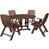 POLYWOOD Nautical 5-Piece Mahogany Dining Set With 4 Folding Chairs