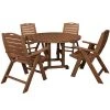 POLYWOOD Nautical 5-Piece Teak Dining Set With 4 Folding Chairs