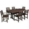 POLYWOOD La Casa Cafe 7-Piece Mahogany Dining Set With 6 Arm Chairs And Nautical Trestle Table