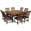 POLYWOOD Vineyard 9-Piece Teak Dining Set With Nautical Trestle Table