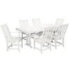 POLYWOOD Vineyard 7-Piece White Dining Set With Nautical Trestle Table And 6 Arm Chairs