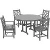 POLYWOOD Chippendale 5-Piece Slate Grey Dining Set With 4 Arm Chairs