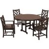 POLYWOOD Chippendale 5-Piece Mahogany Dining Set With 4 Arm Chairs