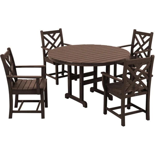 POLYWOOD Chippendale 5-Piece Mahogany Dining Set With 4 Arm Chairs 1 POLYWOOD Chippendale 5-Piece Mahogany Dining Set With 4 Arm Chairs
