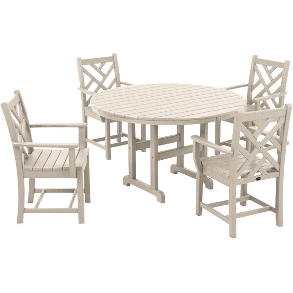 POLYWOOD Chippendale 5-Piece Sand Dining Set With 4 Arm Chairs 1 POLYWOOD Chippendale 5-Piece Sand Dining Set With 4 Arm Chairs