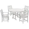 POLYWOOD Chippendale 5-Piece White Dining Set With 4 Arm Chairs