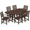 POLYWOOD Lakeside 7-Piece Mahogany Dining Set With Nautical Table