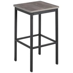 BFM Seating Trent Sand Black Steel Backless Barstool With Relic Chestnut Seat