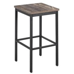 BFM Seating Trent Sand Black Steel Backless Barstool With Relic Farmhouse Seat