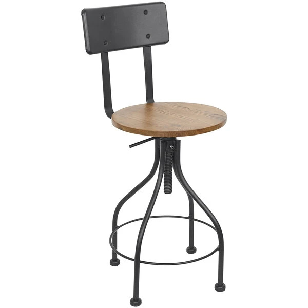 BFM Seating Lincoln Screw Sand Black Steel Barstool With Autumn Ash Veneer Wood Seat 1 BFM Seating Lincoln Screw Sand Black Steel Barstool With Autumn Ash Veneer Wood Seat