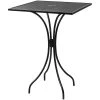 BFM Seating Barnegat 36" Square Black Steel Mesh Bar Height Table With Umbrella Hole