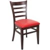 BFM Seating Berkeley Dark Walnut Beechwood Ladder Back Side Chair With 2" Red Vinyl Seat