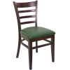 BFM Seating Berkeley Dark Walnut Beechwood Ladder Back Side Chair With 2" Green Vinyl Seat