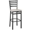 BFM Seating Lima Sand Black Steel Ladder Back Barstool With Relic Antique Wash Seat
