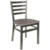 BFM Seating Lima Clear Coated Steel Ladder Back Side Chair With Relic Chestnut Seat