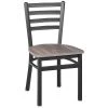BFM Seating Lima Sand Black Steel Ladder Back Side Chair With Relic Chestnut Seat